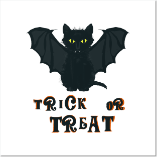 Cat bat Halloween Posters and Art